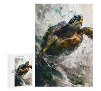 300 PCS Puzzles for Teenagerss Watercolor Sea Turtle Puzzle for Adults Fun Games Staycation Kill Time Help The Brain Exercise 300 PCS