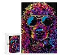 300 PCS Puzzles Neon Cool Dog Sunglasses Art Print Puzzles Für Erwachsene Fördern Das Gedächtnis, Lehrreiche Herausforderung, Spielzeug, Lernspiele 300 PCS