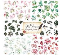 300 PCS PVC Taro Leaf Stickers, Self-Adhesive PVC Greenery Stickers Nature Plant Decals for Scrapbook, Laptop, Journal, DIY Project, Spring Themed Party Decors