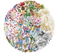 300 Pcs Retro Flowers and Plants Stickers for Skateboard,Luggage,Guitar,Water Bottles,Phone,Transparency Series Stickers Waterproof Vinyl,Graffiti Decorate for Teens Girls Children Motivate Gift