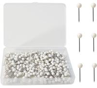 300 Pcs Round Head Tacks, 1/8 Inch Map Push Pins, White Drawing Pins, Steel Points Map Push Pins, Round Head Map Tacks Push Pins, With Storage Box, for Cork Notice Board, Bulletin Boards