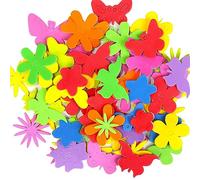 300 Pcs Self Adhesive Foam Stickers for DIY Art Craft - Mini Preschool Sticky Foam Shapes for Kids - Flower Butterfly