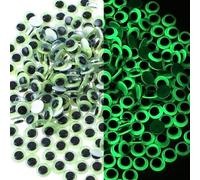 300 Pcs Self Adhesive Googly Eyes, 8mm Glow in The Dark Googly Eyes, Luminous Wiggle Eye for Halloween DIY Decoration