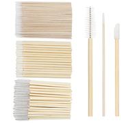 300 PCS/Sets Eyelash Extension Supplies 200pcs Disposable Pointed Micro Swab 50pcs Eyebrow Spoolie Brush 50pcs Lip Wand Brush Mascara Wand Applicator Eyelashes Tool (Bamboo kits)