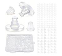 300 PCS Silicone Earring Backs for Studs（Medium Size）,Prevent Loss,Translucent Plastic,200 Bullet + 100 Disc Shapes,DIY Jewelry Supplies,for Sports,Fitness,Outdoor Activities and Parties