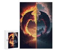 300 PCS Teenager Pieces Jigsaw Puzzle Dragon's Gate Fire Vs Ice Jigsaw Puzzles for Teenagers But Fun And Humorous Help The Brain Exercise Family Fun & Game Night 300 PCS