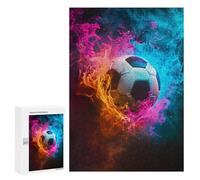 300 PCS Teenager Pieces Jigsaw Puzzle Soccer Ball with Fire Effect Jigsaw Puzzles for Teenagers But Fun And Humorous Help The Brain Exercise Family Fun & Game Night 300 PCS
