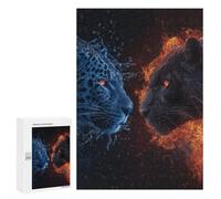 300 PCS Teenager Puzzles Fire Vs. Ice Wildlife Energy Battle Jigsaw Puzzles for Teenagers Difficult Hard Every Piece Is Unique - Birthday Present, Gifts, 300 PCS