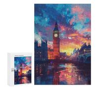 300 PCS Teenager Puzzles London Sunset Skyline Jigsaw Puzzles for Teenagers Difficult Hard Every Piece Is Unique - Birthday Present, Gifts, 300 PCS