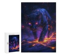 300 PCS Teenager Puzzles Neon Panther Glowing in The Dark Jigsaw Puzzles for Teenagers Difficult Hard Every Piece Is Unique - Birthday Present, Gifts, 300 PCS