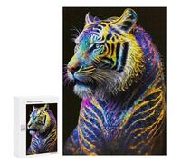 300 PCS Teenager Puzzles Neon Tiger Art Print-2 Jigsaw Puzzles for Teenagers Difficult Hard Every Piece Is Unique - Birthday Present, Gifts, 300 PCS