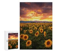 300 PCS Teenager Puzzles Sunflower Field Sunset-1 Jigsaw Puzzles for Teenagers Difficult Hard Every Piece Is Unique - Birthday Present, Gifts, 300 PCS