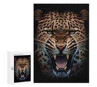 300 PCS Teenagers Pieces Jigsaw Puzzle Angry Leopard Face Animal Teenagers Puzzles Toy Wall Decor Presents for Women Gifts for Friends And Family 300 PCS