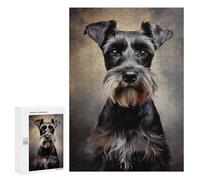 300 PCS Teenagers Pieces Jigsaw Puzzle Black Miniature Schnauzer Portrait Adult Jigsaw Brain Teaser Game Birthday Present Educational Challenge 300 PCS