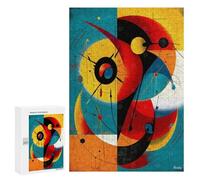 300 PCS Teenagers Pieces Jigsaw Puzzle Celestial Mechanics - Modern Cosmic Geometry in Cyan, Gold, And Vermillion Teenagers Puzzles Toy Wall Decor Presents for Women Gifts for Friends And Family 300 P