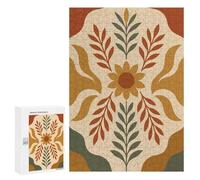 300 PCS Teenagers Pieces Jigsaw Puzzle Earth Tone Floral Pattern - Warm Botanical Wall Art for Natural Modern Spaces Teenagers Puzzles Toy Wall Decor Presents for Women Gifts for Friends And Family 30