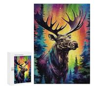 300 PCS Teenagers Pieces Jigsaw Puzzle Enchanted Forest Moose Puzzle for Adults Toy Wall Decor Perfect Decoration Challenging To Complete 300 PCS