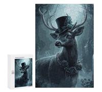 300 PCS Teenagers Pieces Jigsaw Puzzle Gothic Deer with Top Hat Teenagers Puzzles Toy Wall Decor Presents for Women Gifts for Friends And Family 300 PCS
