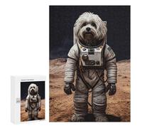 300 PCS Teenagers Pieces Jigsaw Puzzle Havanese Astronaut On Mars Adult Jigsaw Puzzle Brain Teaser Game Hand Speed Race Challenging To Complete 300 PCS