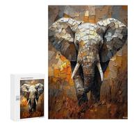 300 PCS Teenagers Pieces Jigsaw Puzzle Majestic Elephant in Dynamic Impasto Art Teenagers Puzzles Toy Wall Decor Presents for Women Gifts for Friends And Family 300 PCS