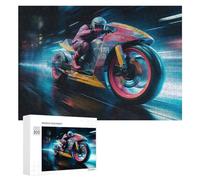 300 PCS Teenagers Pieces Jigsaw Puzzle Neon Motorcycle Speed Puzzle for Adults Toy Wall Decor Perfect Decoration Challenging To Complete 300 PCS