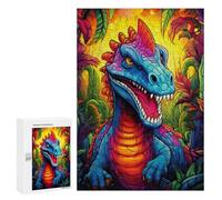 300 PCS Teenagers Pieces Jigsaw Puzzle Rainbow Dinosaur in Jungle Puzzle for Adults Toy Wall Decor Perfect Decoration Challenging To Complete 300 PCS