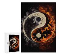 300 PCS Teenagers Pieces Jigsaw Puzzle Shadow Flame Yin And Yang Adult Jigsaw Brain Teaser Game Birthday Present Educational Challenge 300 PCS