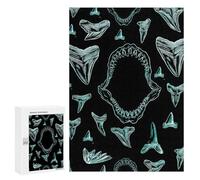 300 PCS Teenagers Pieces Jigsaw Puzzle Shark Teeth And Jaw Pattern Teenagers Puzzles Toy Wall Decor Presents for Women Gifts for Friends And Family 300 PCS