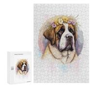 300 PCS Teenagers Pieces Jigsaw Puzzle St Bernard Dog Breed Art Adult Jigsaw Puzzle Brain Teaser Game Hand Speed Race Challenging To Complete 300 PCS