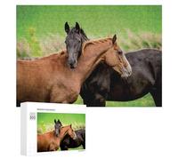 300 PCS Teenagers Pieces Jigsaw Puzzle Two Horses in Pasture Puzzle for Adults Toy Wall Decor Perfect Decoration Challenging To Complete 300 PCS