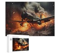 300 PCS Teenagers Pieces Jigsaw Puzzle Warplane Crash Explosion Scene Puzzle for Adults Toy Wall Decor Perfect Decoration Challenging To Complete 300 PCS