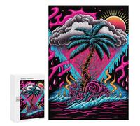 300 PCS Teenagers Pieces Jigsaw Puzzle Wave Palm Tree Puzzle for Adults Toy Wall Decor Perfect Decoration Challenging To Complete 300 PCS