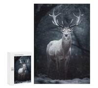 300 PCS Teenagers Pieces Jigsaw Puzzle White Mythical Deer Teenagers Puzzles Toy Wall Decor Presents for Women Gifts for Friends And Family 300 PCS
