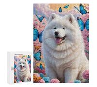 300 PCS Teenagers Puzzles A Whimsical Cartoon-style Image of A Samoyed Dog, Featuring A Playful Character Design Wit Jigsaws for Adults Puzzle Difficult Hard Challenging To Complete Challenging Game T