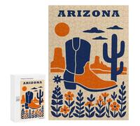 300 PCS Teenagers Puzzles Arizona Desert Cowboy Boot Illustration Jigsaw for Teenagerss Improve Memory Every Piece Is Unique - Unique Birthday And Gifts 300 PCS