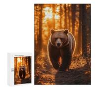 300 PCS Teenagers Puzzles Bear Walking through Sunlit Forest Jigsaws for Adults Puzzle Difficult Hard Challenging To Complete Challenging Game Toys 300 PCS