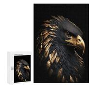 300 PCS Teenagers Puzzles Black And Gold Eagle Jigsaws for Adults Puzzle Difficult Hard Challenging To Complete Challenging Game Toys 300 PCS