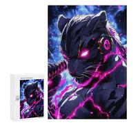 300 PCS Teenagers Puzzles Black Leopard Warrior Animal Jigsaws for Adults Puzzle Difficult Hard Challenging To Complete Challenging Game Toys 300 PCS