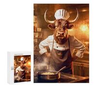 300 PCS Teenagers Puzzles Bull Cooking Kitchen Cook Adult Jigsaw Puzzle Hands-on Game Difficult Challenge for Is Ideal As A Gift 300 PCS