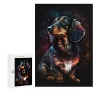 300 PCS Teenagers Puzzles Cosmic Dachshund Art Print-2 Adult Jigsaw Puzzle Hands-on Game Difficult Challenge for Is Ideal As A Gift 300 PCS