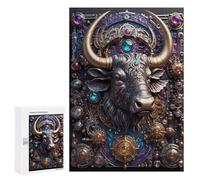 300 PCS Teenagers Puzzles Cybernetic Steampunk Bull Adult Jigsaw Puzzle Hands-on Game Difficult Challenge for Is Ideal As A Gift 300 PCS