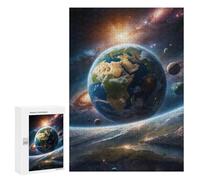 300 PCS Teenagers Puzzles Earth from Space A Cosmic View Jigsaws for Adults Puzzle Difficult Hard Challenging To Complete Challenging Game Toys 300 PCS