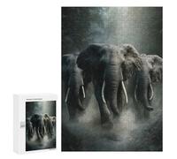 300 PCS Teenagers Puzzles Elephants in The Jungle Adult Jigsaw Puzzle Hands-on Game Difficult Challenge for Is Ideal As A Gift 300 PCS
