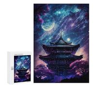 300 PCS Teenagers Puzzles Enchanted Japanese Pagoda Night Sky Jigsaws for Adults Puzzle Difficult Hard Challenging To Complete Challenging Game Toys 300 PCS