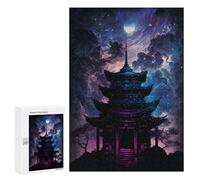 300 PCS Teenagers Puzzles Enchanted Pagoda Night Sky -2 Adult Jigsaw Puzzle Hands-on Game Difficult Challenge for Is Ideal As A Gift 300 PCS