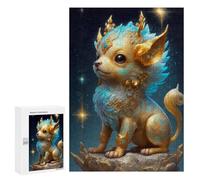 300 PCS Teenagers Puzzles Fantasy Golden Dog Statue Jigsaw for Teenagerss Improve Memory Every Piece Is Unique - Unique Birthday And Gifts 300 PCS