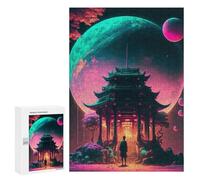 300 PCS Teenagers Puzzles Fantasy Temple Under Planets -1 Adult Jigsaw Relax Games Difficult Hard Unique Gifts for Birthday And Christmas 300 PCS