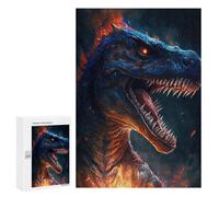 300 PCS Teenagers Puzzles Fiery Dinosaur Artwork Jigsaws for Adults Puzzle Difficult Hard Challenging To Complete Challenging Game Toys 300 PCS
