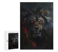 300 PCS Teenagers Puzzles Fiery Lion Art Print Adult Jigsaw Puzzle Hands-on Game Difficult Challenge for Is Ideal As A Gift 300 PCS