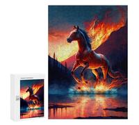 300 PCS Teenagers Puzzles Flaming Horse Reflections Adult Jigsaw Relax Games Difficult Hard Unique Gifts for Birthday And Christmas 300 PCS